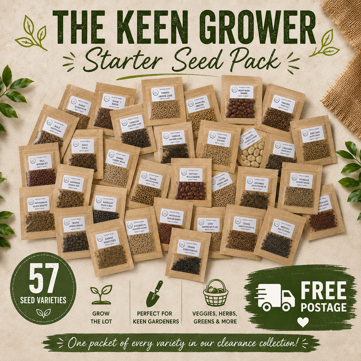 The Keen Grower – 57 Heirloom  Garden Seed Variety Bundle