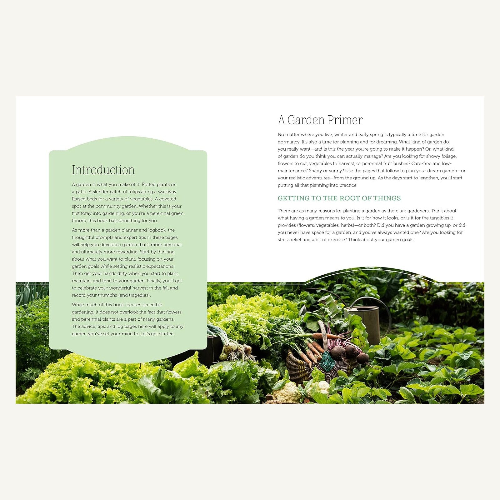 The Gardener's Planner and Logbook introduction and garden primer pages