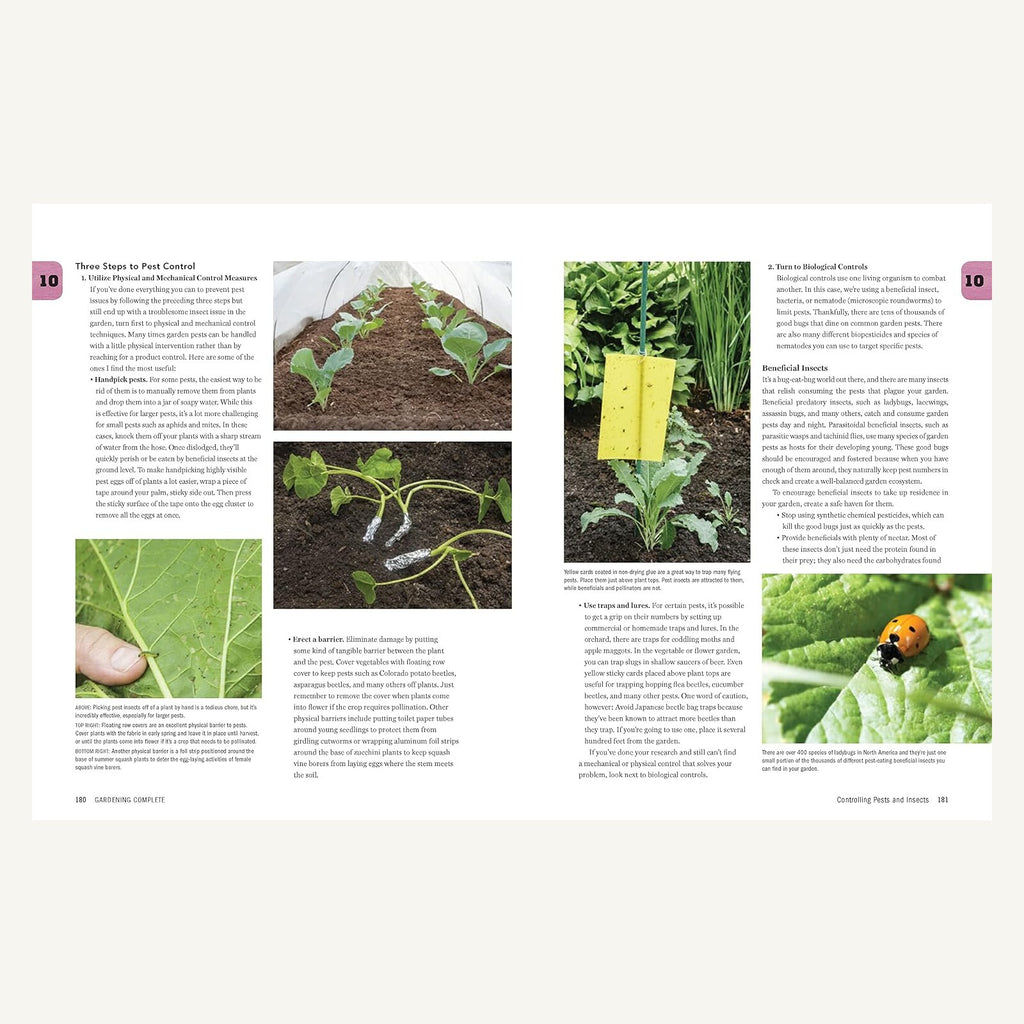Gardening Complete step-by-step pest control pages with barriers traps and beneficial insects