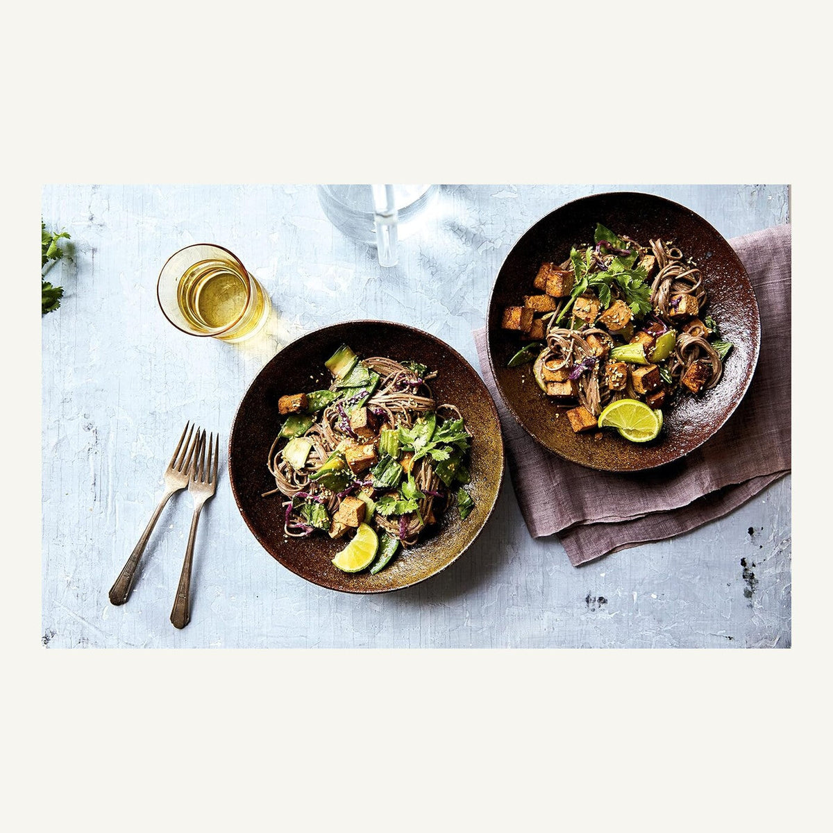 Plant-powered tofu and vegetable noodle bowls from Running on Veggies