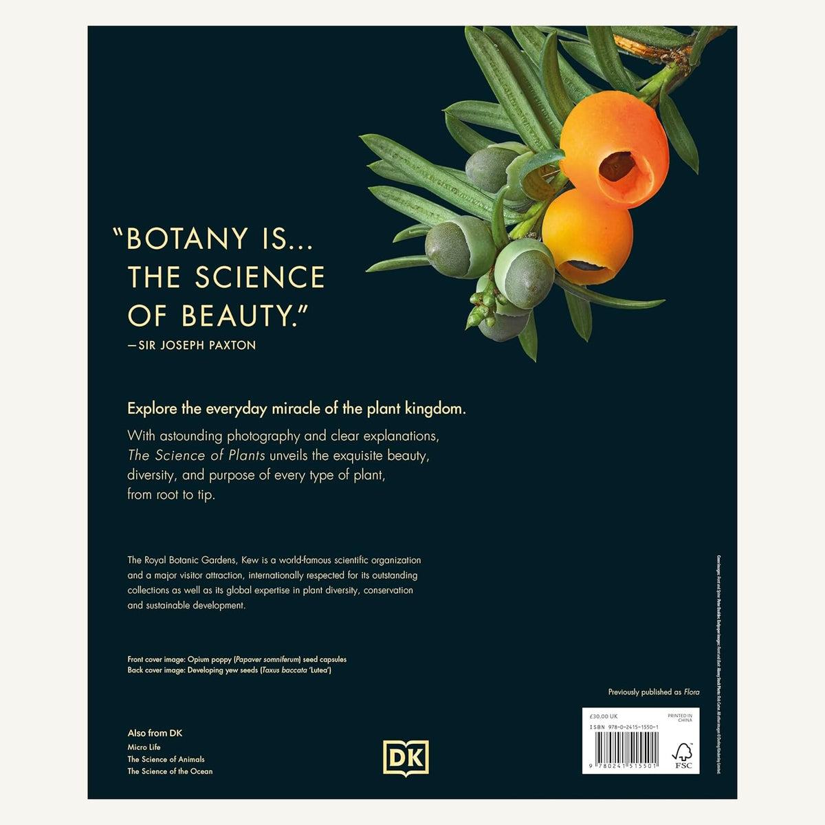 The Science of Plants hardcover back cover with Royal Botanic Gardens Kew description