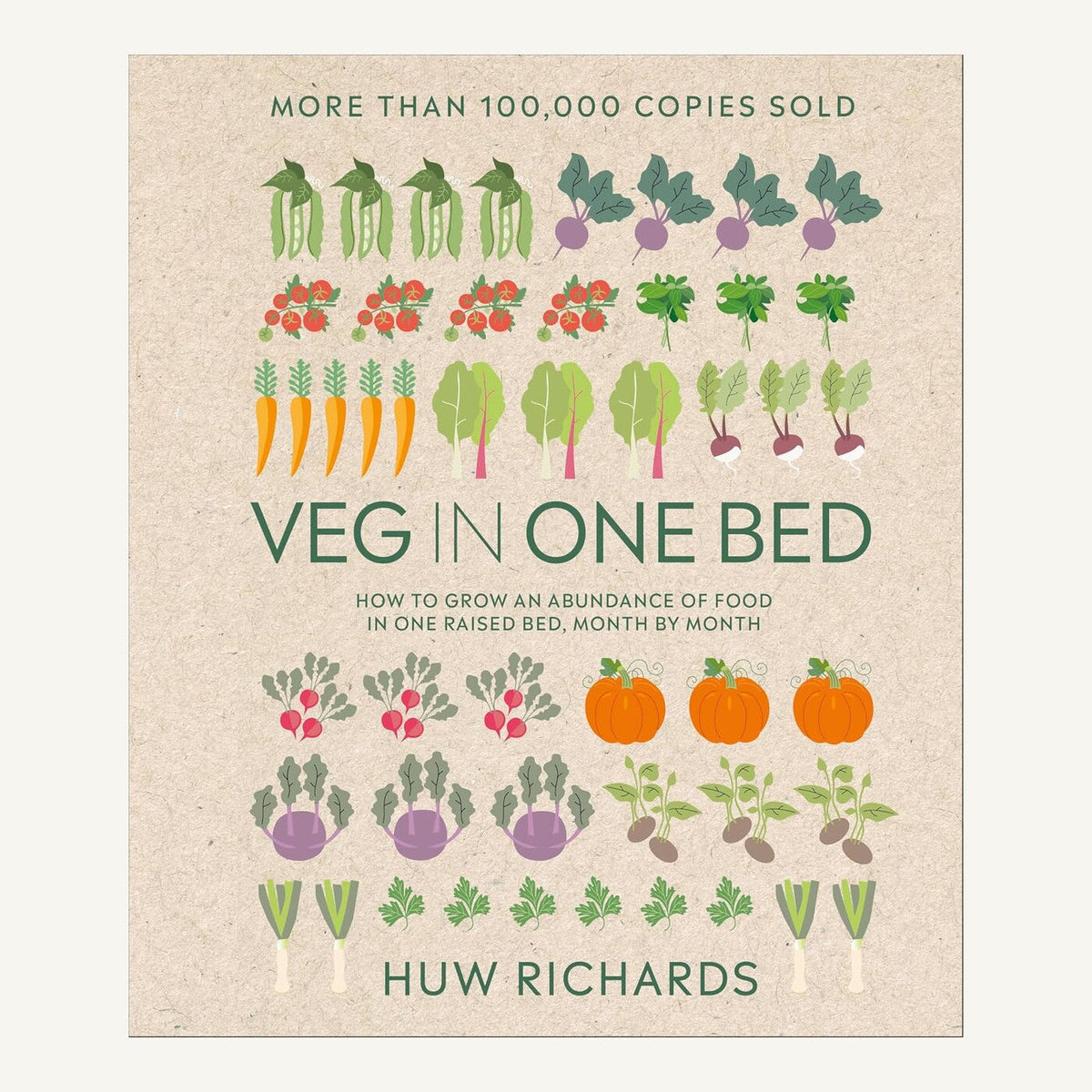 Veg in One Bed by Huw Richards hardcover gardening book cover